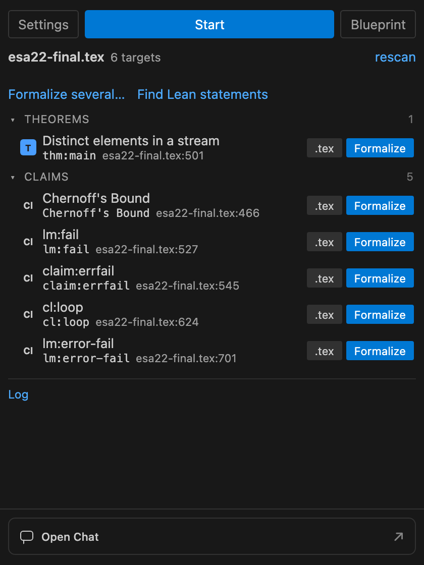 Tex2Lean choose a result interface. The numbered controls
                  are explained alongside.
